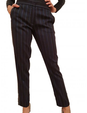 Gaudi pantalone a righe nero con profilo