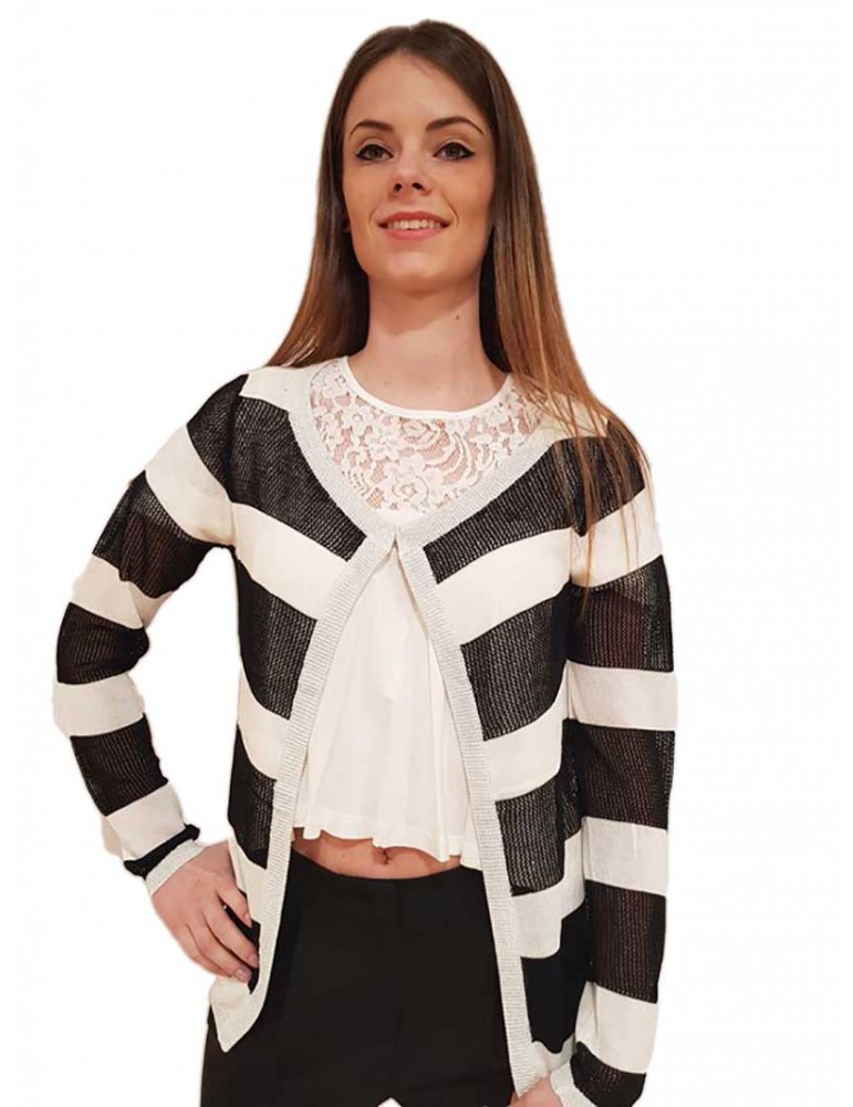 Fracomina cardigan a righe bianche e nere fr18sp831109 FRACOMINA MAGLIE DONNA product_reduction_percent