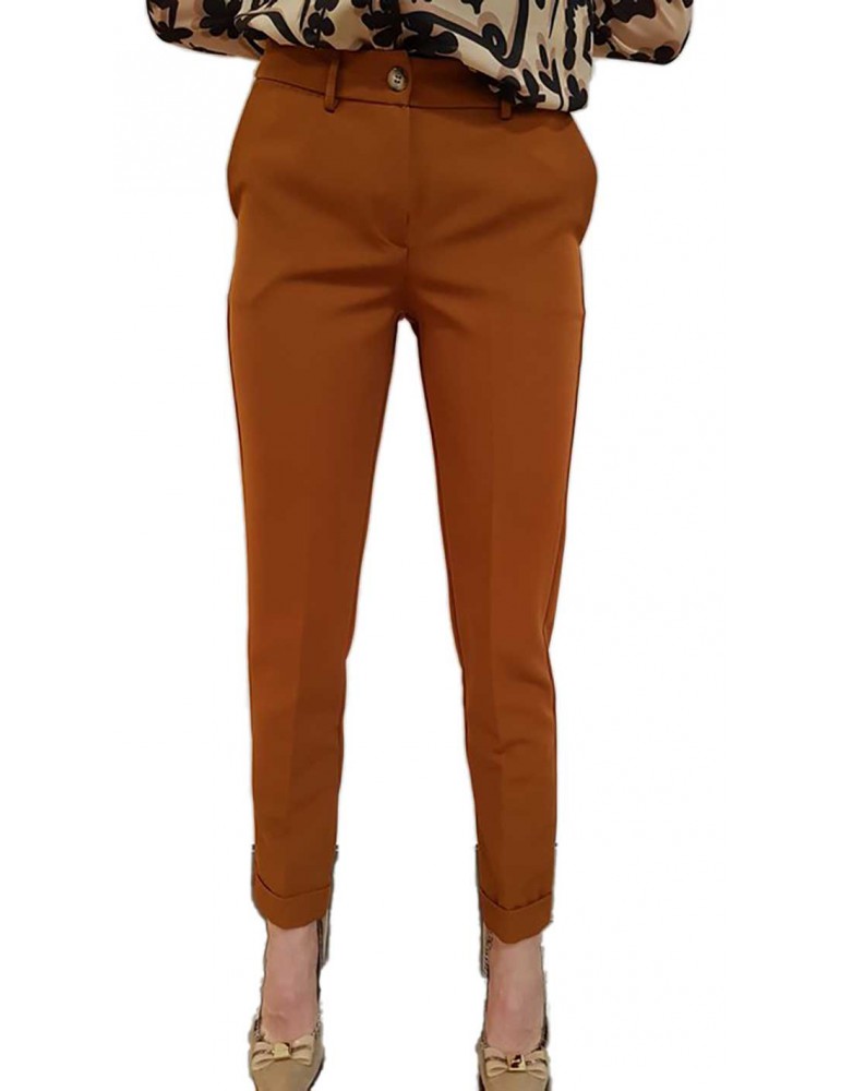 Fracomina pantalone con risvolto marrone fr18fm110315 FRACOMINA PANTALONI DONNA product_reduction_percent