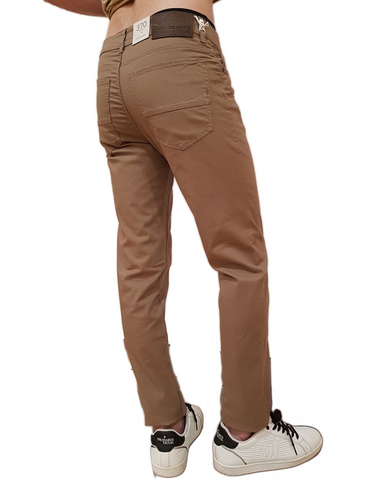 Trussardi pantalone 370 close marrone cotone microfantasia rombi 52j00007-1y000163h001g258 TRUSSARDI JEANS PANTALONI UOMO
