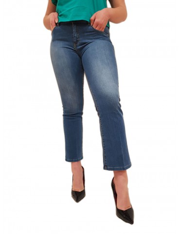 Fracomina jeans bella flare cropped in sofisticato denim stretch stonewash