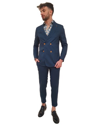 Roberto P Luxury giacca doppiopetto blu super slim ga7 ptr