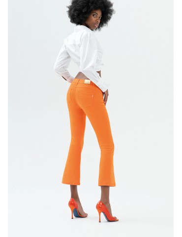 Fracomina pantalone bella flare cropped stretch orange