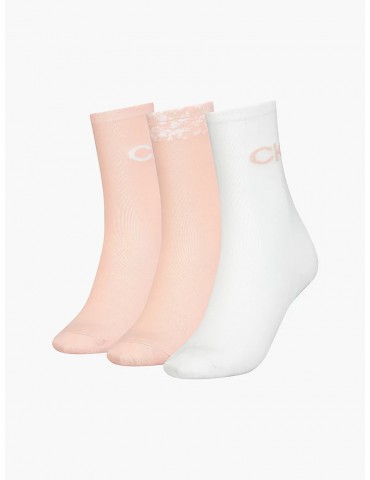 Calvin Klein calzini donna confezione regalo da 3 bianco e rosa