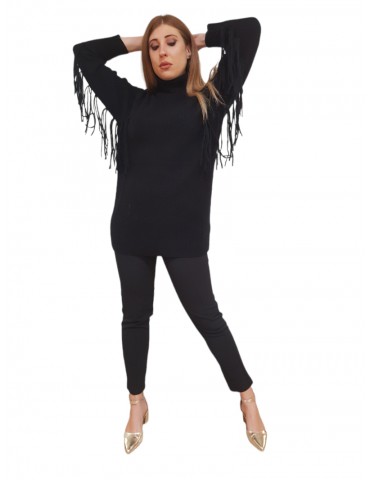 Gaudi maglione nero con frange