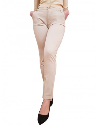 Fracomina pantalone beige chinos regular in gabardine fr23sv4001w42001-251