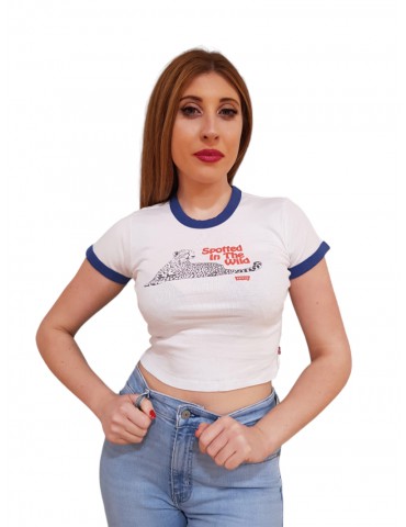 Levi's t shirt donna bianca stampata ringer mini a3523-0019