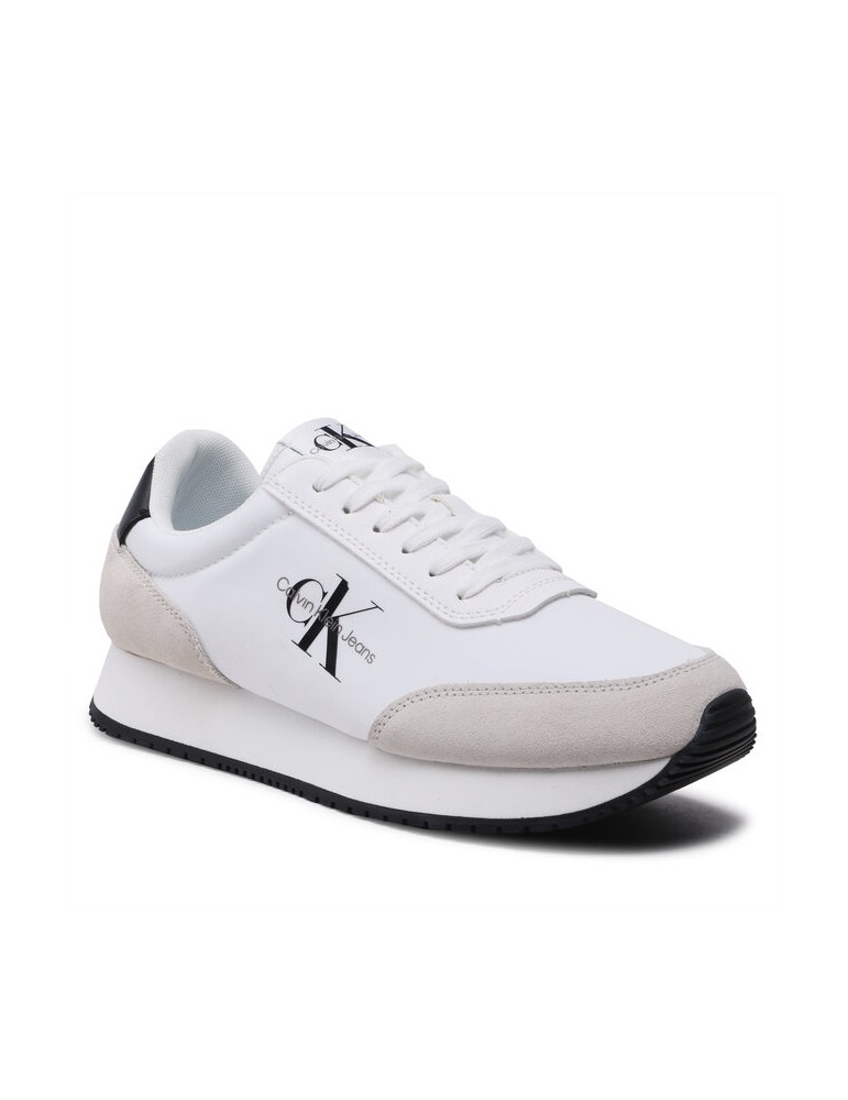 Sneakers uomo Calvin Klein Jeans Retro Runner Su Ny Mono White Black ym0ym00683-0k4