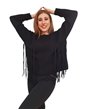 Gaudi maglione girocollo nero in misto lana con frange 221fd53008_2001 GAUDI MAGLIE DONNA