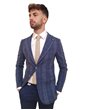Rpl Roberto P Luxury giacca quadri in lino e cotone blue