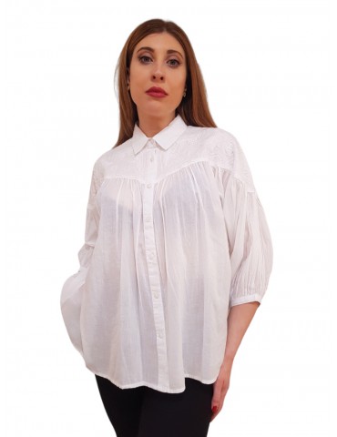 Gaudi camicia donna bianca in mussola di cotone 311fd45002_2100