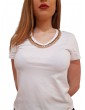 Gaudi t shirt in jersey bianca scollo a v con applicazioni 311fd64007_2100 311fd64007_2100 GAUDI T SHIRT DONNA