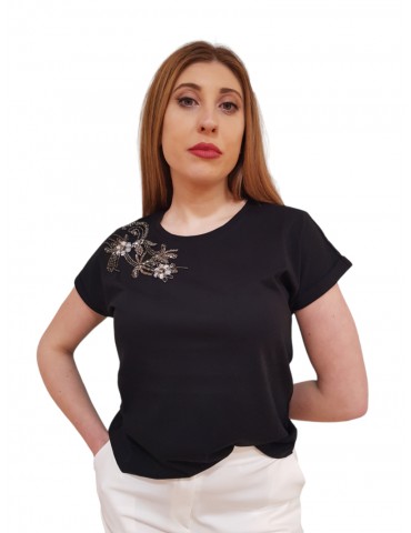 Gaudi t shirt in jersey nera con applicazioni 311fd64009_2001
