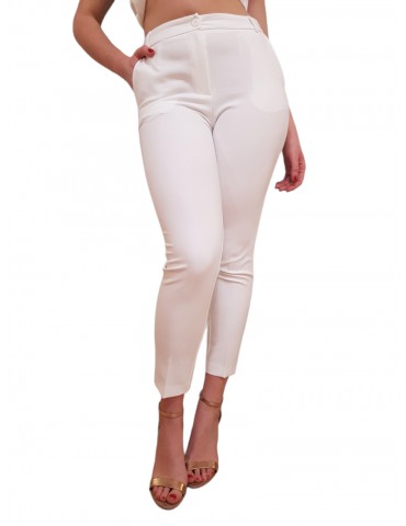Fracomina pantalone chino slim bianco in tessuto stretch fr23sv4007w40701-108