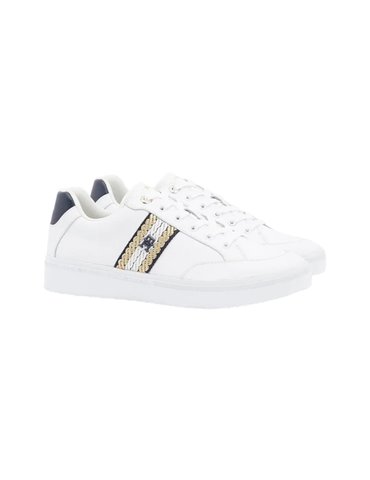 Tommy Hilfiger Court sneakers bianca con dettagli in tessuto fw0fw07106-ybs