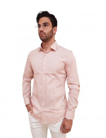 Calvin Klein camicia chambray a righe slim fit rosa k10k111283-go3