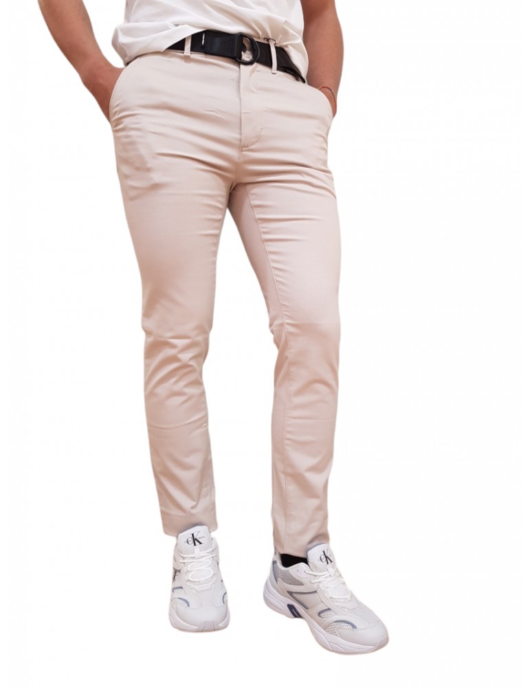 Calvin Klein pantalone beige slim chino con cintura k10k110979-ace k10k110979-ace CALVIN KLEIN PANTALONI UOMO