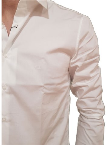 Calvin Klein camicia bianca uomo aderente in popeline elasticizzato