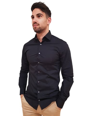Calvin Klein camicia nera uomo elasticizzata in popeline k10k1082290gn
