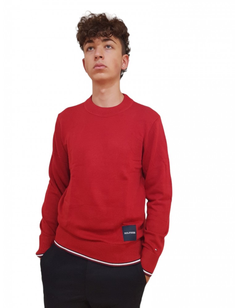 Tommy Hilfiger maglione monotype gs tipped crew neck red mw0mw32037xmp mw0mw32037xmp TOMMY HILFIGER MAGLIE UOMO