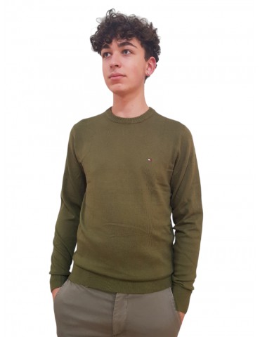 Tommy Hilfiger pullover uomo regular fit verde maglia melange mw0mw28046-ms2