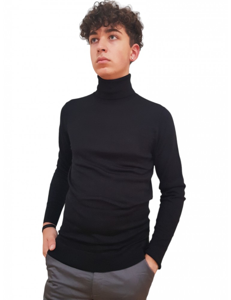 Calvin Klein maglione nero a collo alto in lana merino k10k110420beh k10k110420beh CALVIN KLEIN MAGLIE UOMO