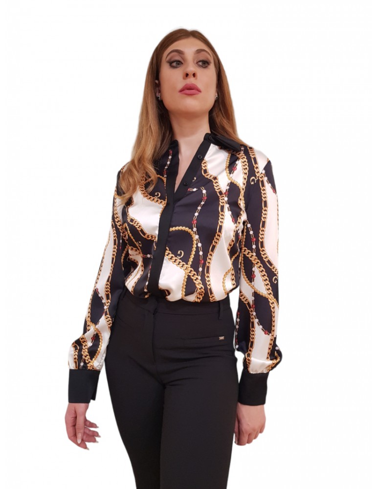 Gaudi camicia donna fantasia in raso stampato 321fd45009-321046-01 321fd45009-321046-01 GAUDI CAMICIE DONNA