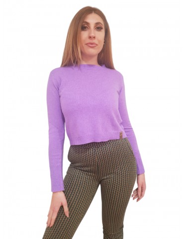 Gaudi maglia girocollo da donna lilla in lana e cashmere 321fd53041-3688