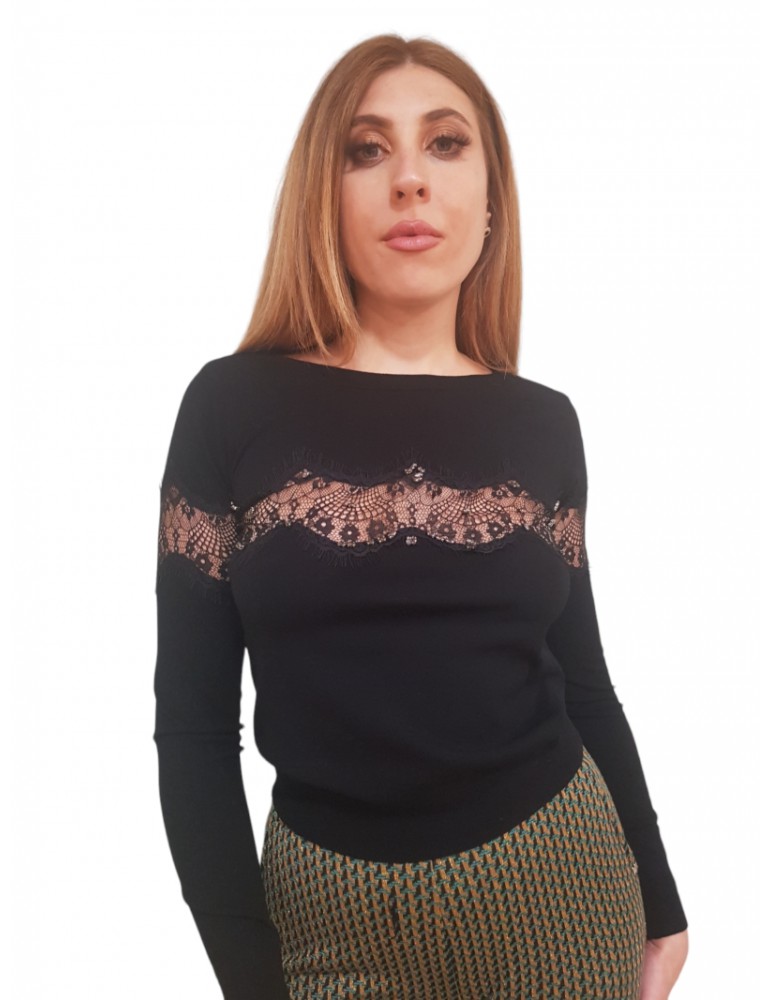 Gaudi maglia donna nera con pizzo 321fd53016-2001 321fd53016-2001 GAUDI MAGLIE DONNA