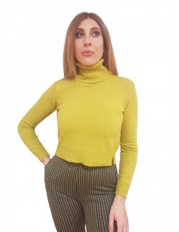 Gaudi maglione dolcevita da donna verde acido in lana e cashmere 321fd53037-2570