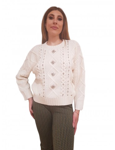 Gaudi maglione donna crema con applicazioni 321fd53019-2110