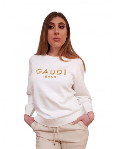 Gaudi felpa donna bianca con logo 321bd64004-2101
