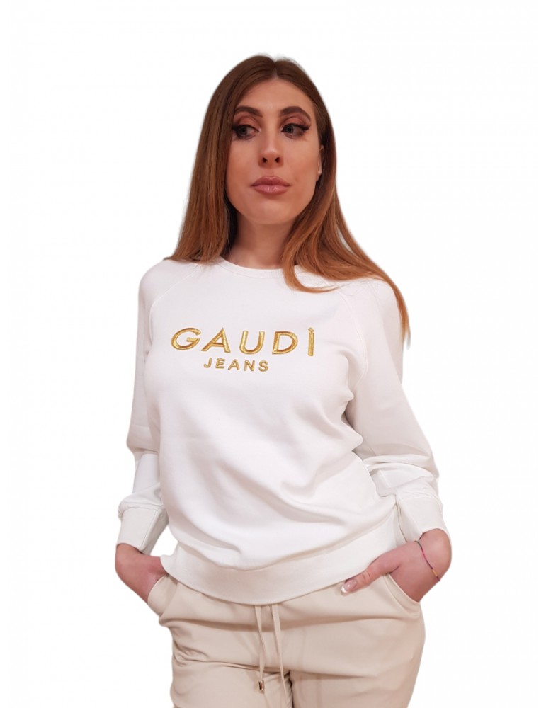 Gaudi felpa donna bianca con logo 321bd64004-2101 321bd64004-2101 GAUDI FELPE DONNA