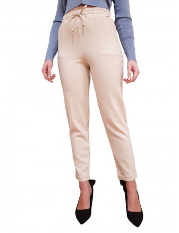 Fracomina pantalone beige jokker con elastico fr23wv2001w42901-b59