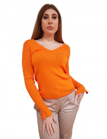 Gaudi maglia donna con scollo a v arancio 311bd53018_3742