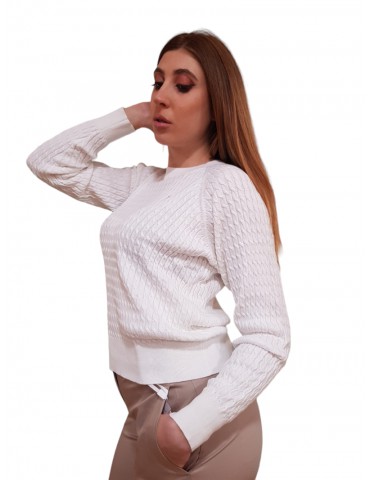 Tommy Hilfiger pullover donna relaxed fit in maglia ecru ww0ww41142ybl