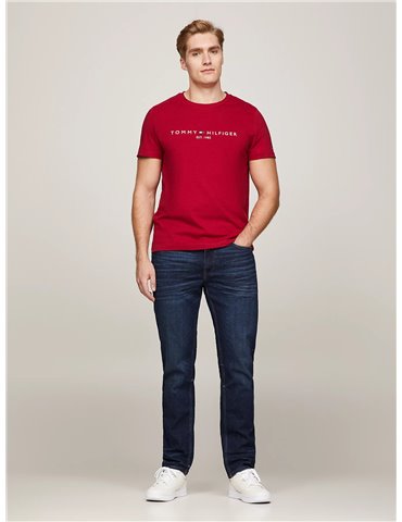 Tommy Hilfiger t shirt slim fit rossa con logo mw0mw11797-xjv