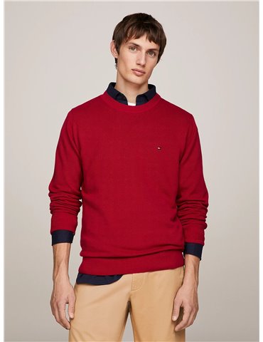 Tommy Hilfiger pullover uomo rosso in maglia tramata mw0mw33511-xjv