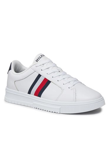 Tommy Hilfiger sneakers uomo bianco in pelle supercup leather stripes