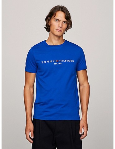 Tommy Hilfiger t shirt uomo slim fit bluette con logo mw0mw11797-c66