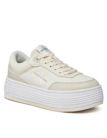 Calvin Klein jeans sneakers bold flatform low lace mix creamy/eggshell