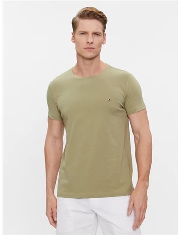 Tommy Hilfiger t shirt uomo mezza manica verde oliva extra slim mw0mw10800-l9f