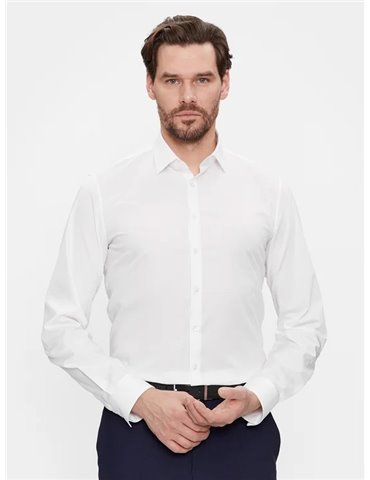Calvin Klein camicia bianca slim in popeline interno colletto a contrasto