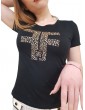 Fracomina t shirt nera con logo di strass fp24st3002j464n5-053