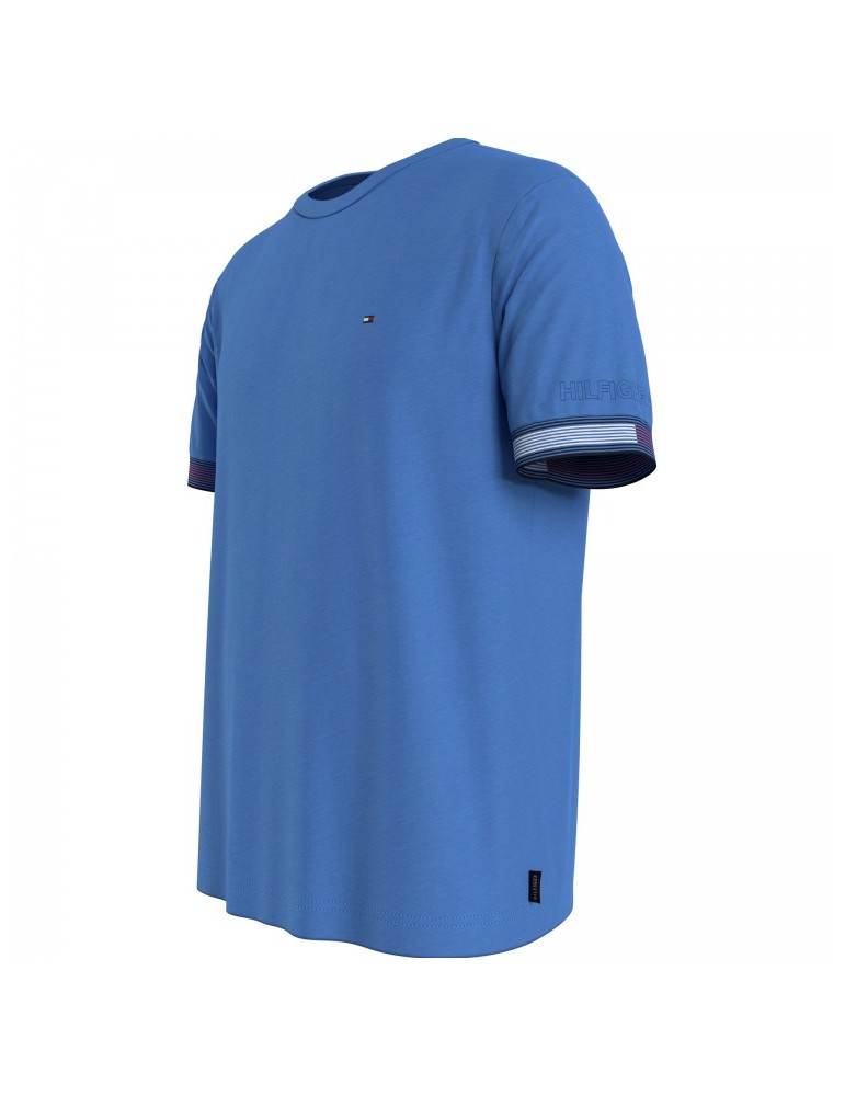 Tommy Hilfiger t shirt uomo blu elettrico con bandierina mw0mw34430-c30