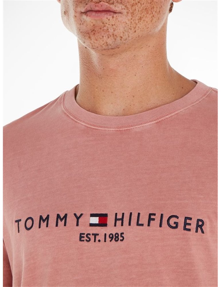 Tommy Hilfiger t shirt uomo slim fit teaberry con logo mw0mw35186-tj5