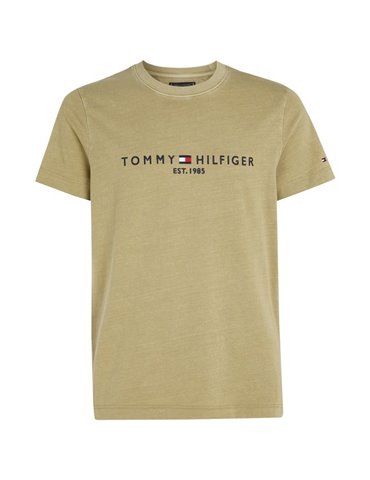 Tommy Hilfiger t shirt uomo slim fit faded olive con logo mw0mw35186-l9f