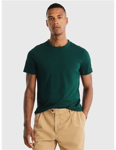 Tommy Hilfiger t shirt uomo slim fit verde con bandierina al colletto