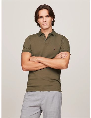 Tommy Hilfiger polo 1985 collection slim fit con bandierina army green