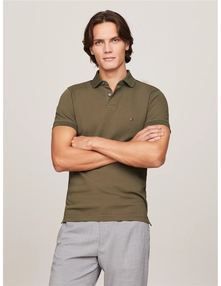 Tommy Hilfiger polo 1985 collection slim fit con bandierina army green mw0mw17771-rbn
